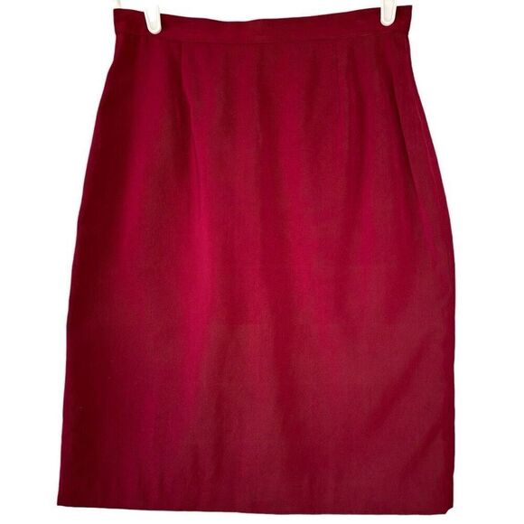 Maroon Red Wine One Button Pleater Blazer Pencil Skirt Suit Set Split Back Sz 12 - Picture 5 of 9